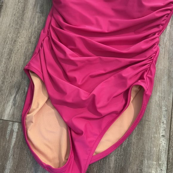 J. Crew Pink One-Shoulder One-Piece Swimsuit size 10 - Picture 3 of 10